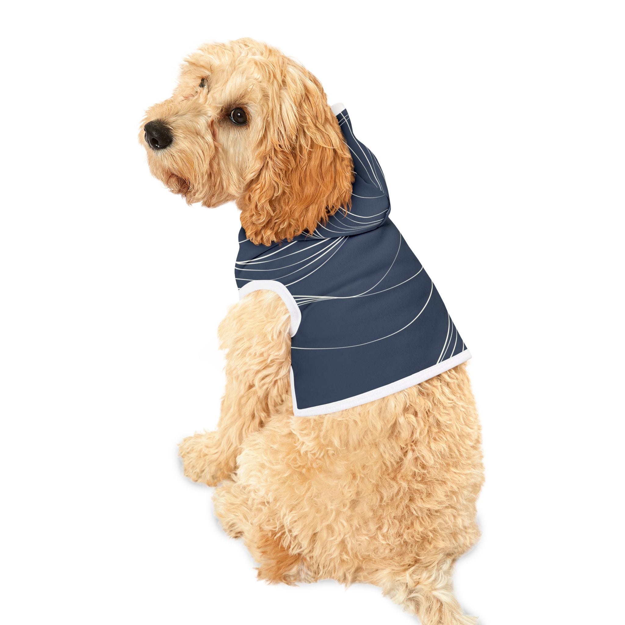 Nautical Waves Pet Hoodie - Navy