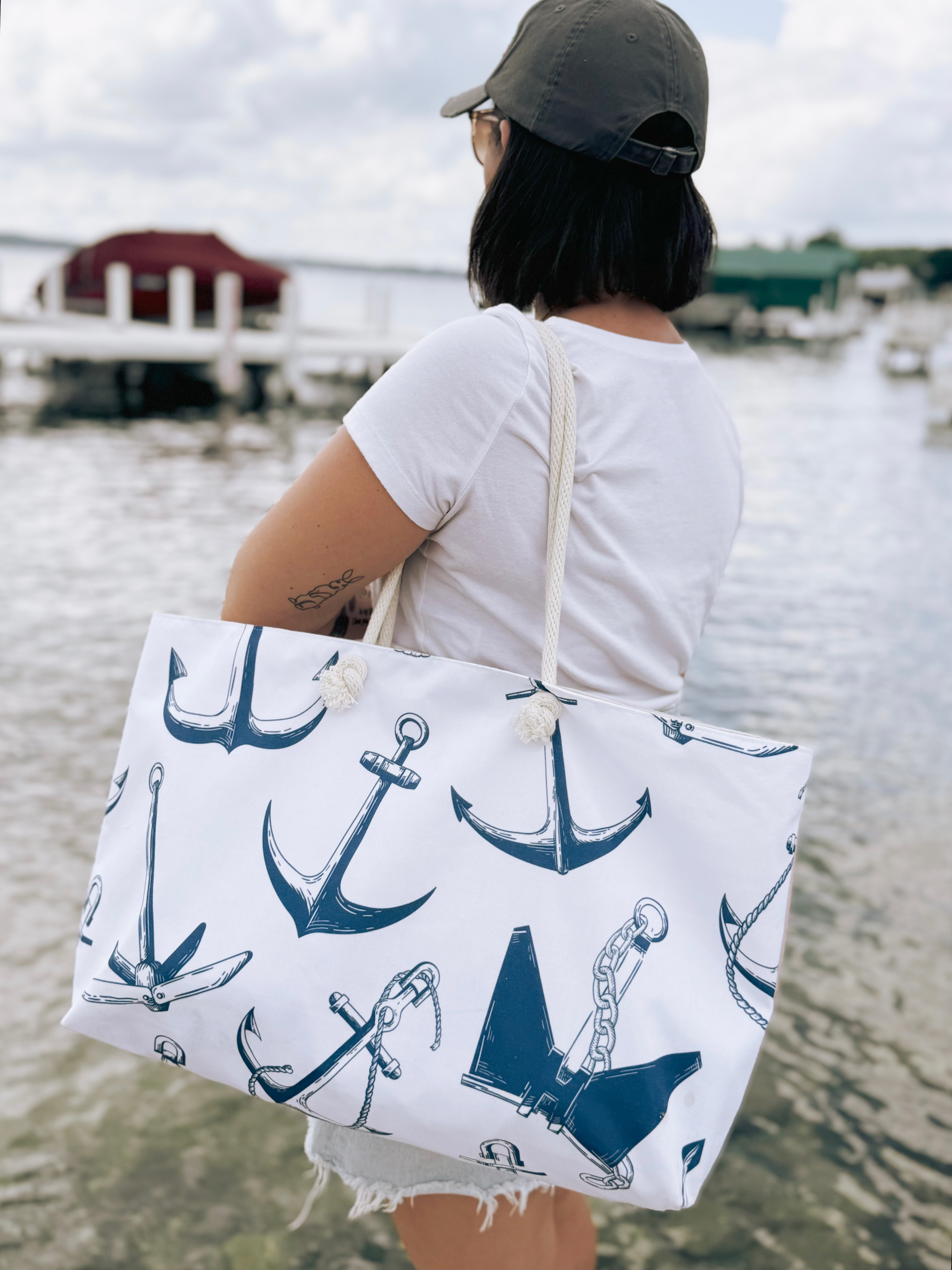 Anchors Away Dual Pattern Lake Day Weekender Bag