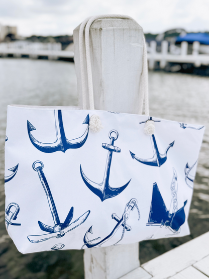 Anchors Away Dual Pattern Lake Day Weekender Bag