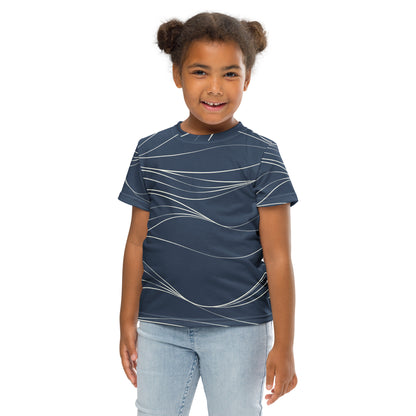 Blue Waves Crew Neck Kids T-Shirt