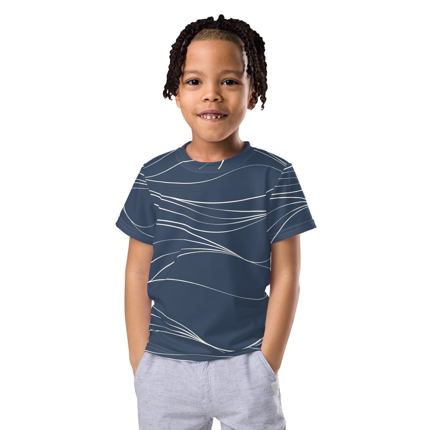 Blue Waves Crew Neck Kids T-Shirt