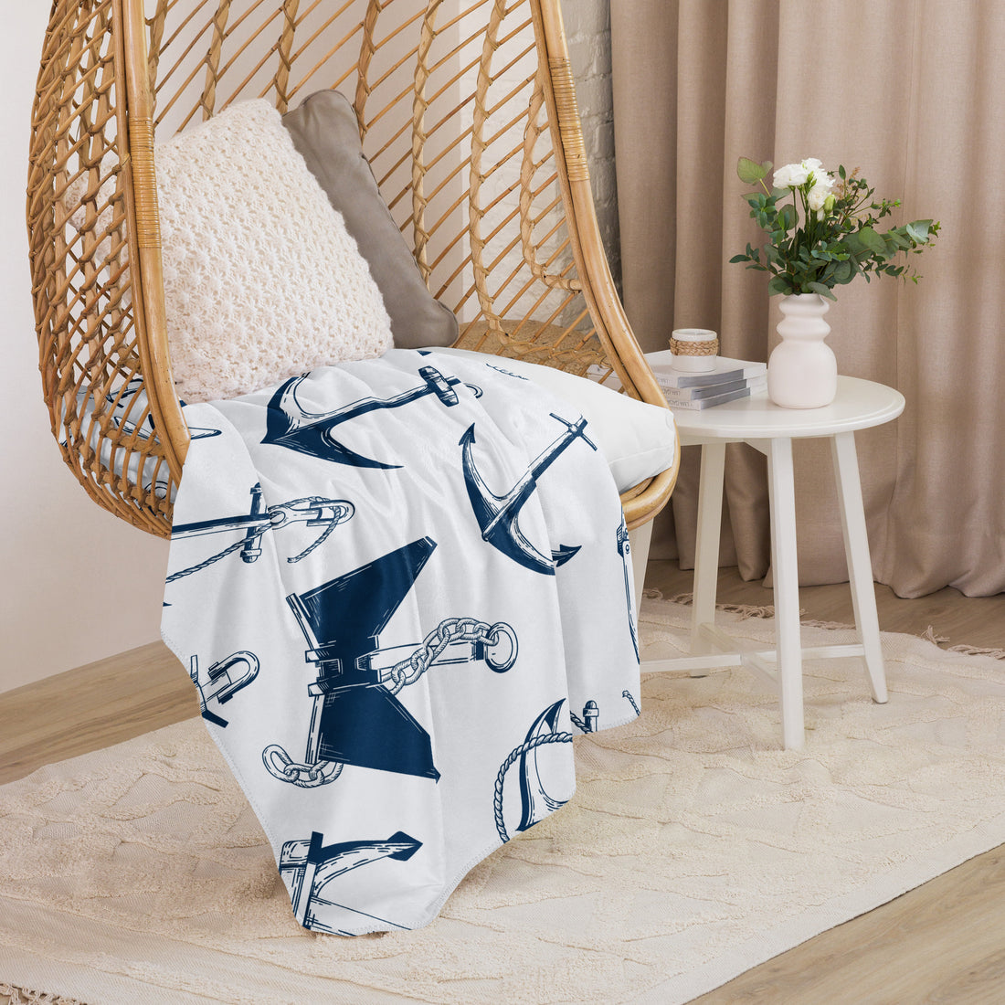 Anchors Away Sherpa Blanket